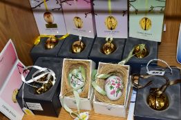 SIX BOXED GEORG JENSEN GOLD PLATED ANNUAL EASTER EGGS AND TWO BOXED ROYAL COPENHAGEN EASTER EGGS,