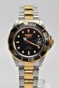 A GENTS 'INVICTA' AUTOMATIC WRISTWATCH, round black dial signed 'Invicta automatic professional