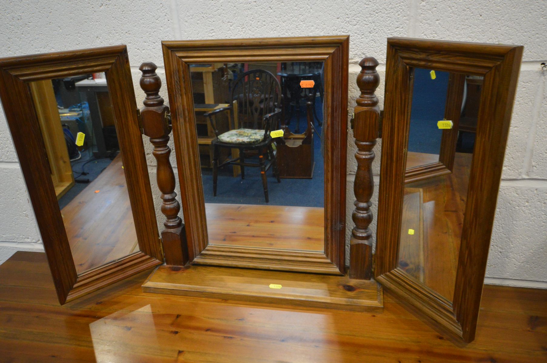 A PINE SIDEBOARD/CHEST OF NINE ASSORTED DRAWERS, width 127cm x depth 44cm x height 87cm, triple - Image 3 of 5