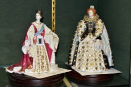 TWO ROYAL WORCESTER LIMITED EDITION FIGURES, of 'Queen Elizabeth I' No.2207/4500 (badly cracked to