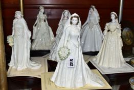 SIX LIMITED EDITION COALPORT ROYAL BRIDE FIGURINES, all with certificates and wooden plinths,