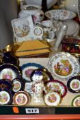 A GROUP OF CERAMICS to include a Royal Crown Derby paperweight 'Newspaper Seller Bear', a musical