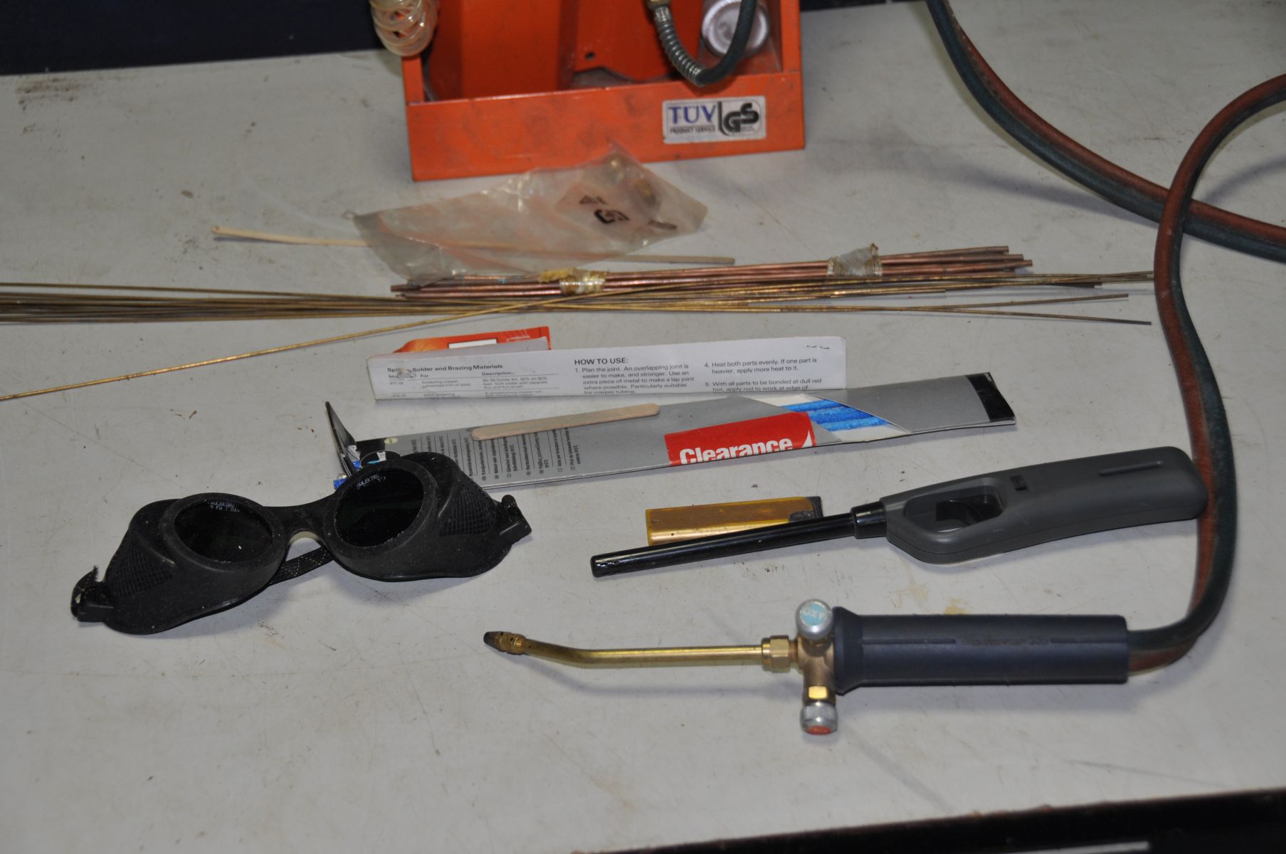 A WALKOVER 555 MINI BRAZING TORCH with hanging wall stand, a medical Oxygen bottle, and a Butane - Image 3 of 3