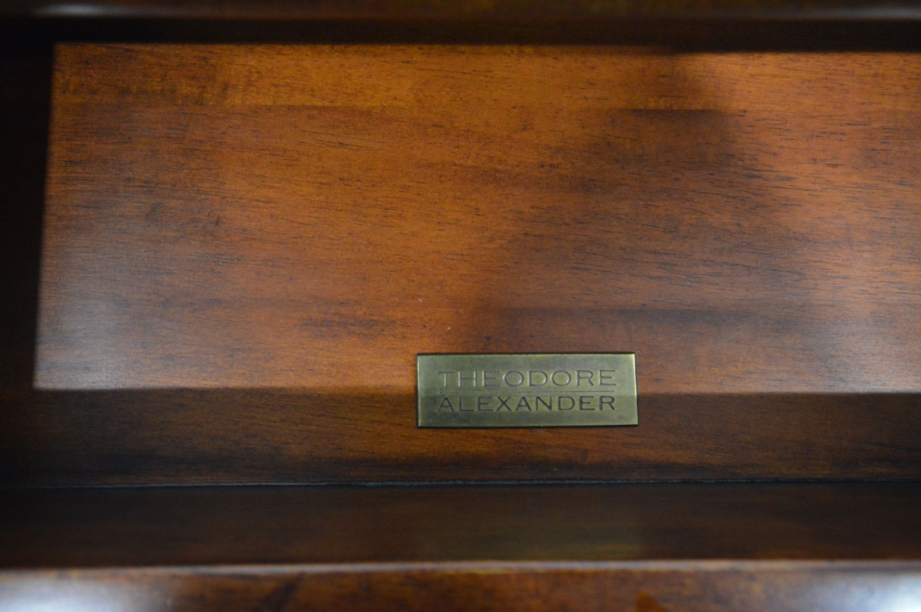 THEODORE ALEXANDER, a mahogany and gilt mirrored side cabinet, canted corners, three drawers and - Image 4 of 4