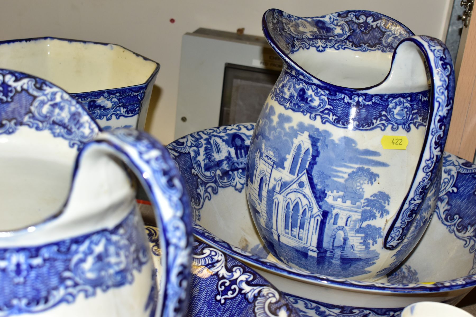 TWELVE PIECES OF 'ABBEY 1790' POTTERY BY GEORGE JONES & SONS, comprising two wash bowls and jug - Image 6 of 8