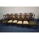 A COLLECTION OF VARIOUS CHAIRS comprising of a set of six mahogany dining chairs with black faux