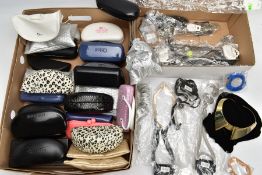 TWO BOXES OF COSTUME JEWELLERY AND SUNGLASSES, to include a box of assorted sunglasses in various