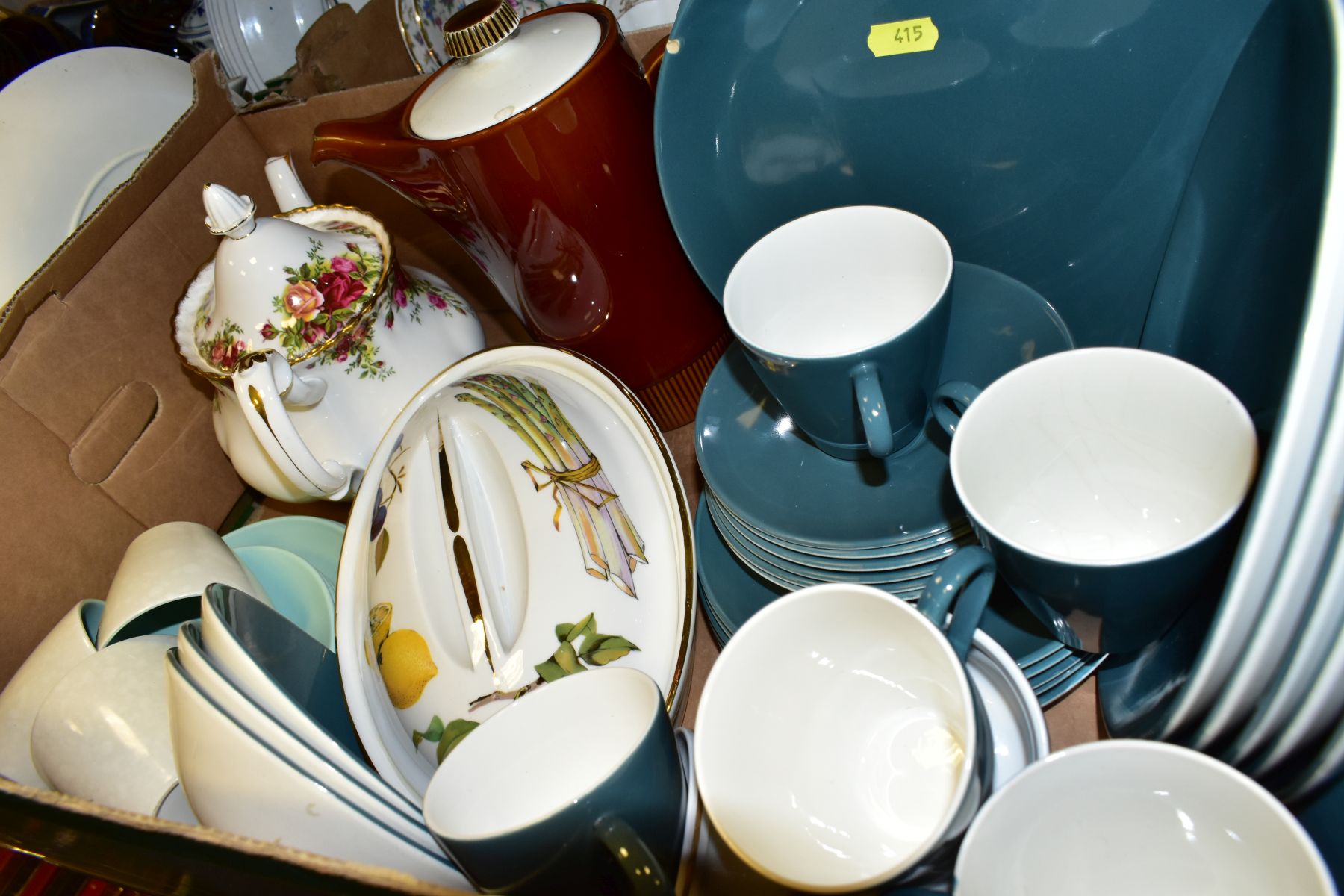 SIX BOXES OF CERAMICS AND GLASS, including Royal Albert Old Country Roses teapot, vintage Poole - Bild 8 aus 18