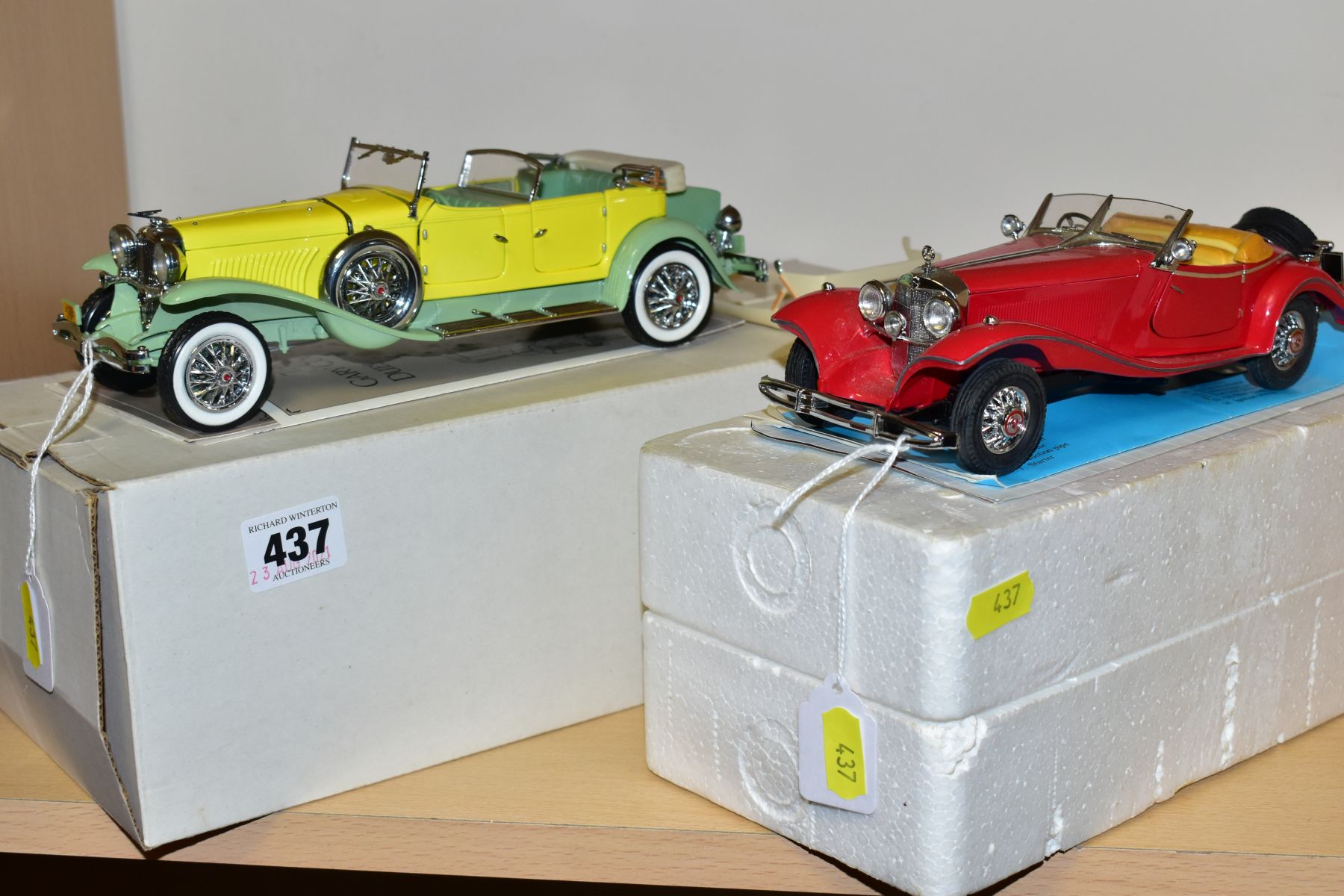 TWO BOXED/PART BOXED FRANKLIN MINT DIECAST CAR MODELS, 1/24 scale, Gary Cooper's 1930 Duesenberg J