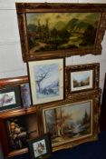 PAINTINGS AND PRINTS to include G. Dawson early 20th Century oil on canvas depicting figures fishing