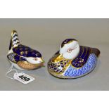 TWO ROYAL CROWN DERBY IMARI PAPERWEIGHTS, Wren and Duck, both with gold stoppers (2) (Condition:-