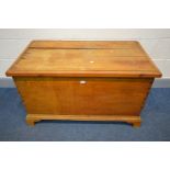 A PINE BLANKET CHEST, on bracket feet, width 105cm x depth 55cm x height 62cm (condition - top