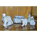 FOUR LLADRO POLAR BEAR FIGURES/GROUPS AND ANOTHER, comprising 8062 'A Snowy Sanctuary', 6745 'Arctic