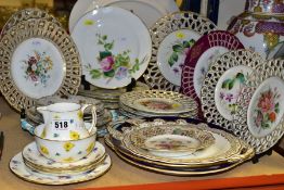 A GROUP OF CERAMICS to include a Royal Crown Derby cream jug and matching sugar bowl, ten ribbon