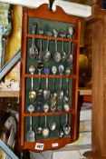 TWENTY ONE COLLECTORS TEASPOONS WITH TWO WOODEN CASES, spoons include UK and foreign places of