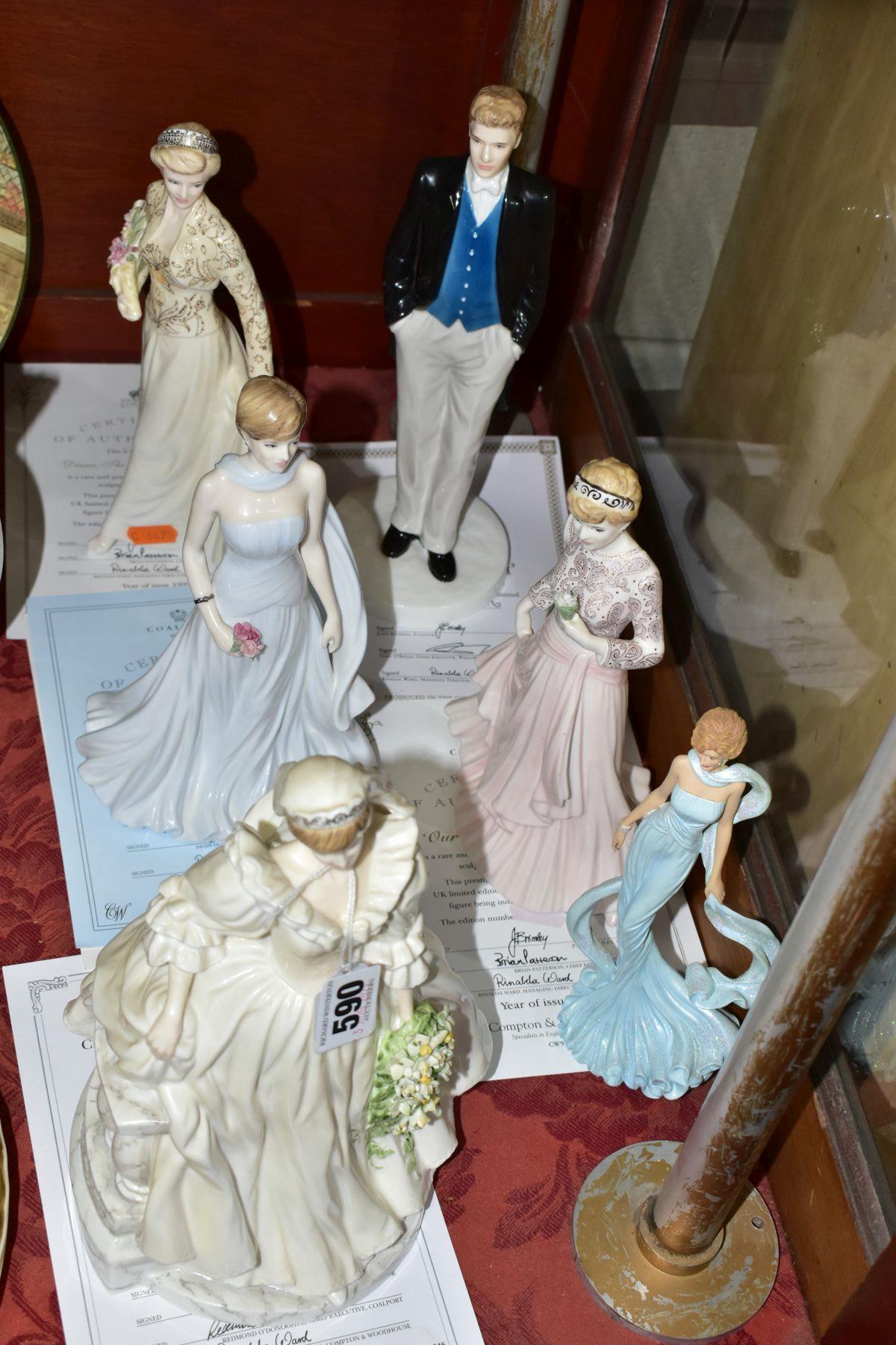FIVE PRINCESS DIANA FIGURES, comprising four Limited Edition Coalport figures, all with - Image 9 of 10