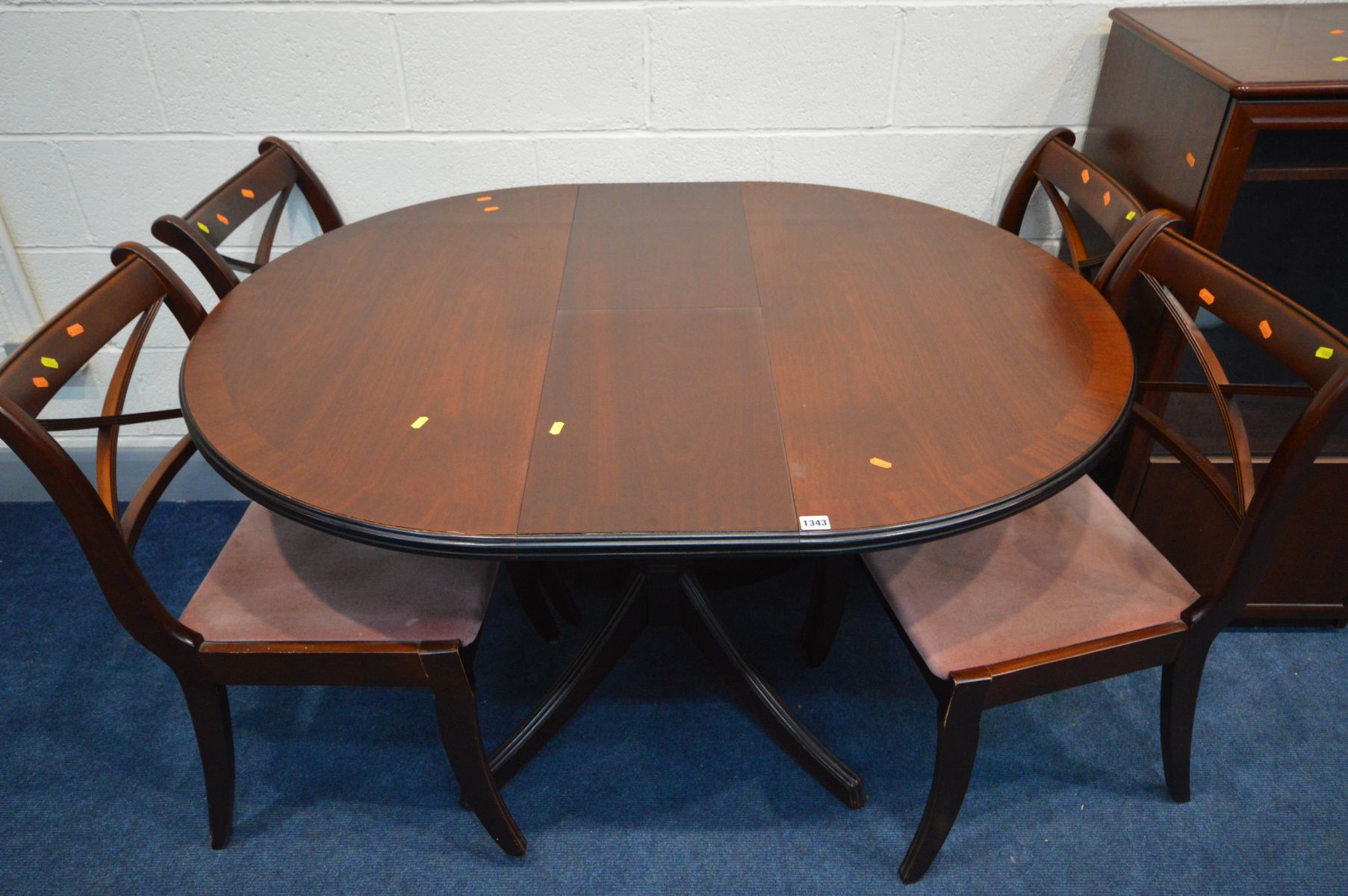 A SELECTION OF MAHOGANY FURNITURE, to include an extending pedestal dining table, four chairs, along - Image 2 of 3