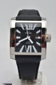 A GENTS 'TW STEEL' WRISTWATCH, large black rectangular dial signed 'TW Steel CEO Goliath', Roman