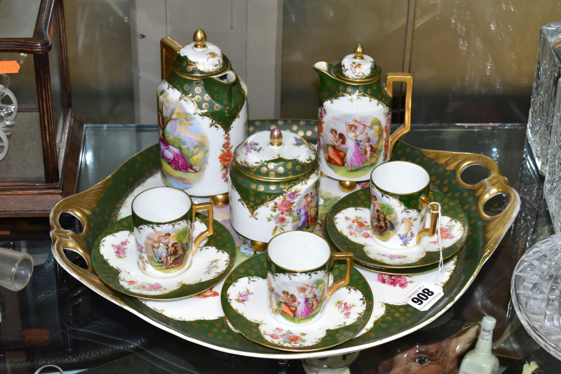 AN ALTROHLAU VICTORIA AUSTRIA PORCELAIN CABARET SET, printed with Angelica Kauffman style vignettes,