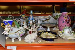 A GROUP OF LATE 19TH AND 20TH CENTURY CONTINENTAL PORCELAIN AND GLASS, some items for restoration,