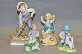 FOUR ROYAL WORCESTER CHILD FIGURES, comprising two modern Months Of The Year circa 2005 'may', model