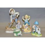 FOUR ROYAL WORCESTER CHILD FIGURES, comprising two modern Months Of The Year circa 2005 'may', model