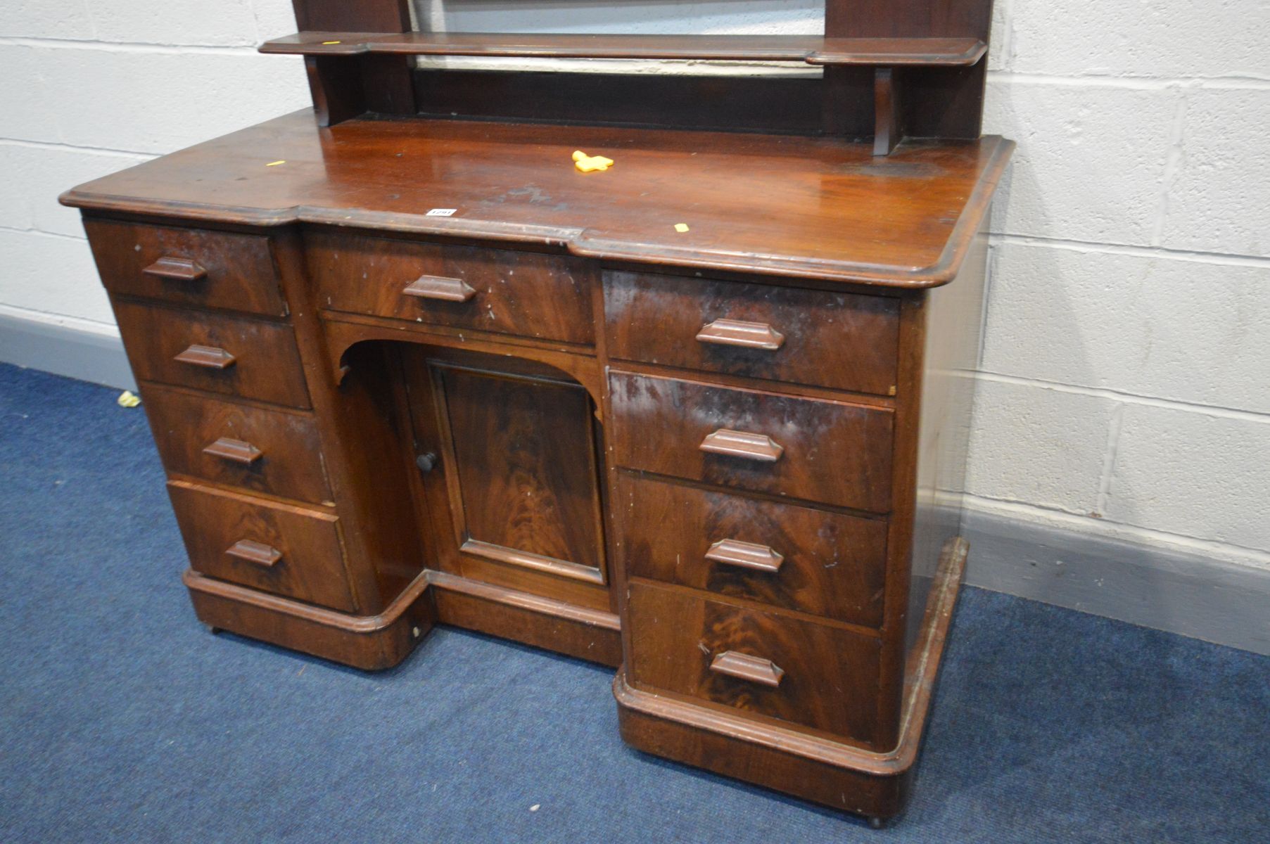 A VICTORIAN FLAME MAHOGANY DRESSING CHEST, with a single mirror, nine drawers and cupboard door, - Image 2 of 2