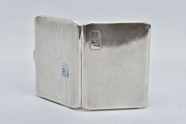 A GEORGE VI SILVER CIGARETTE CASE OF RECTANGULAR FORM, canted corners, engine turned decoration to