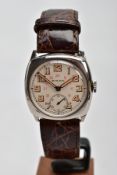 A GENTS ROLEX WRISTWATCH, circa 1920's, (possible new dial), hand wound movement, round cream dial