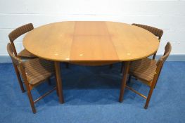 A MCINTOSH & CO LTD TEAK CIRCULAR EXTENDING DINING TABLE, with a single additional leaf, extended