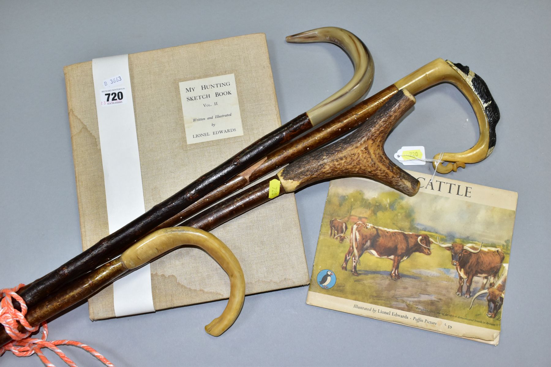 LIONEL EDWARDS: My Hunting Sketch Book, vol. II, published by Eyre & Spottiswoode and Our Cattle,