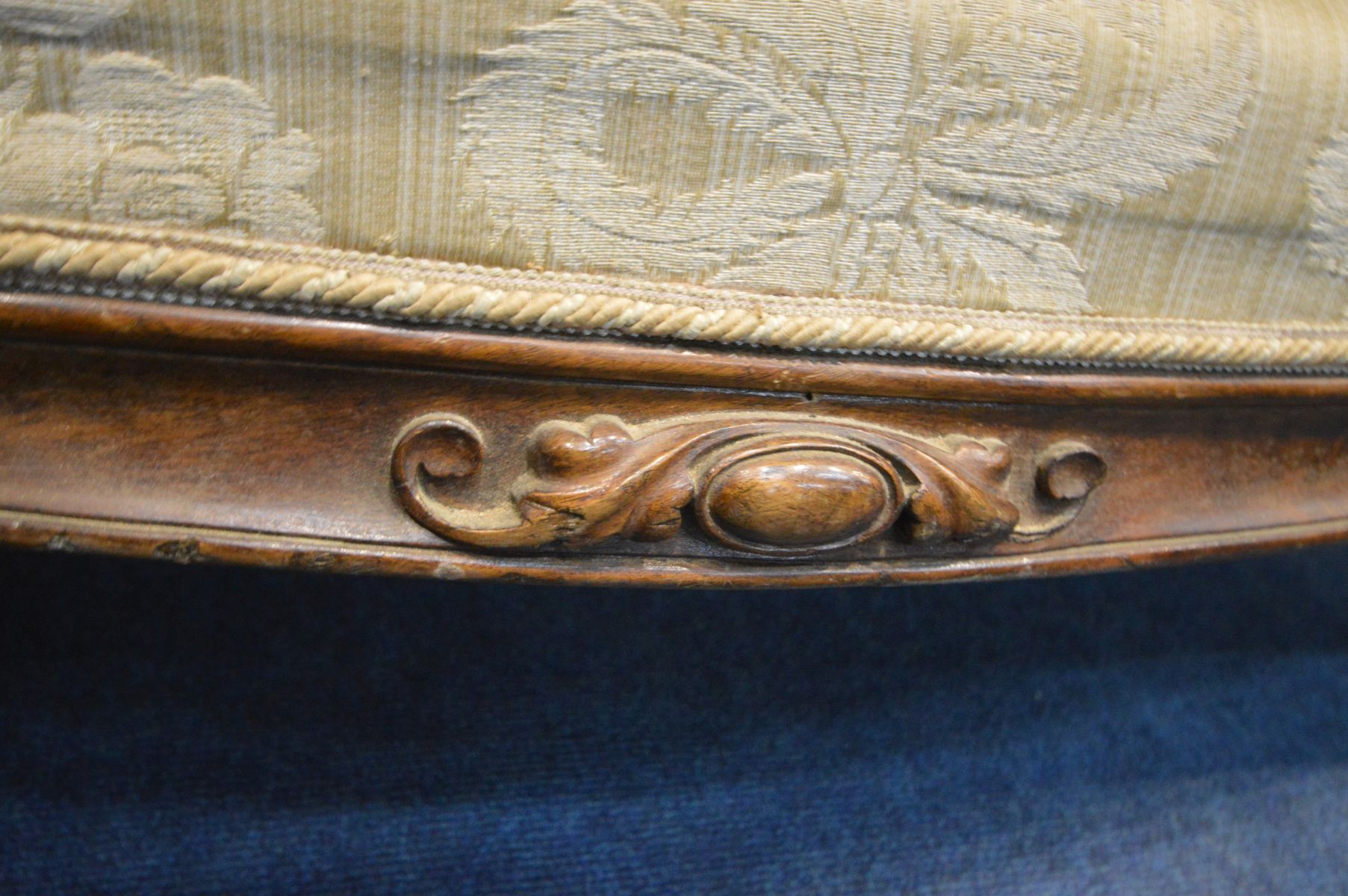 A VICTORIAN MAHOGANY SOFA, the wavy back to scrolled armrests, serpentine front, on cabriole legs, - Image 8 of 12
