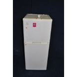 A CURRYS ESSENTIAL FRIDGE FREEZER, 48cm wide 145cm high (PAT pass and working at 4 and -19 degrees)