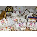 ROYAL CROWN DERBY 'DERBY POSIES' TEAWARES, comprising teapot, 21.5cm diameter bread plate, 25cm