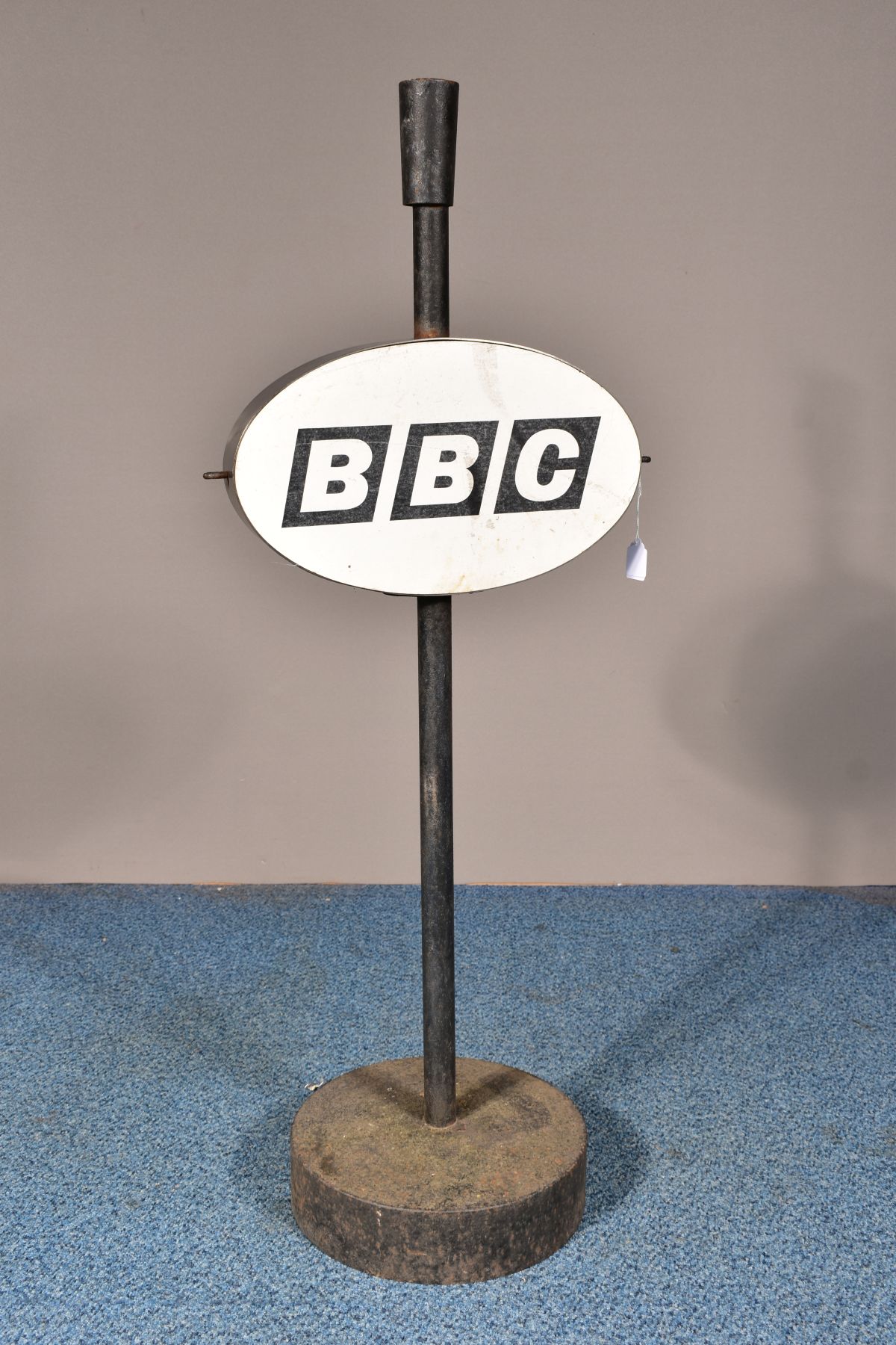 A 'BBC' SIGN, on a cast iron stand and circular base, height 109cm - Image 4 of 5