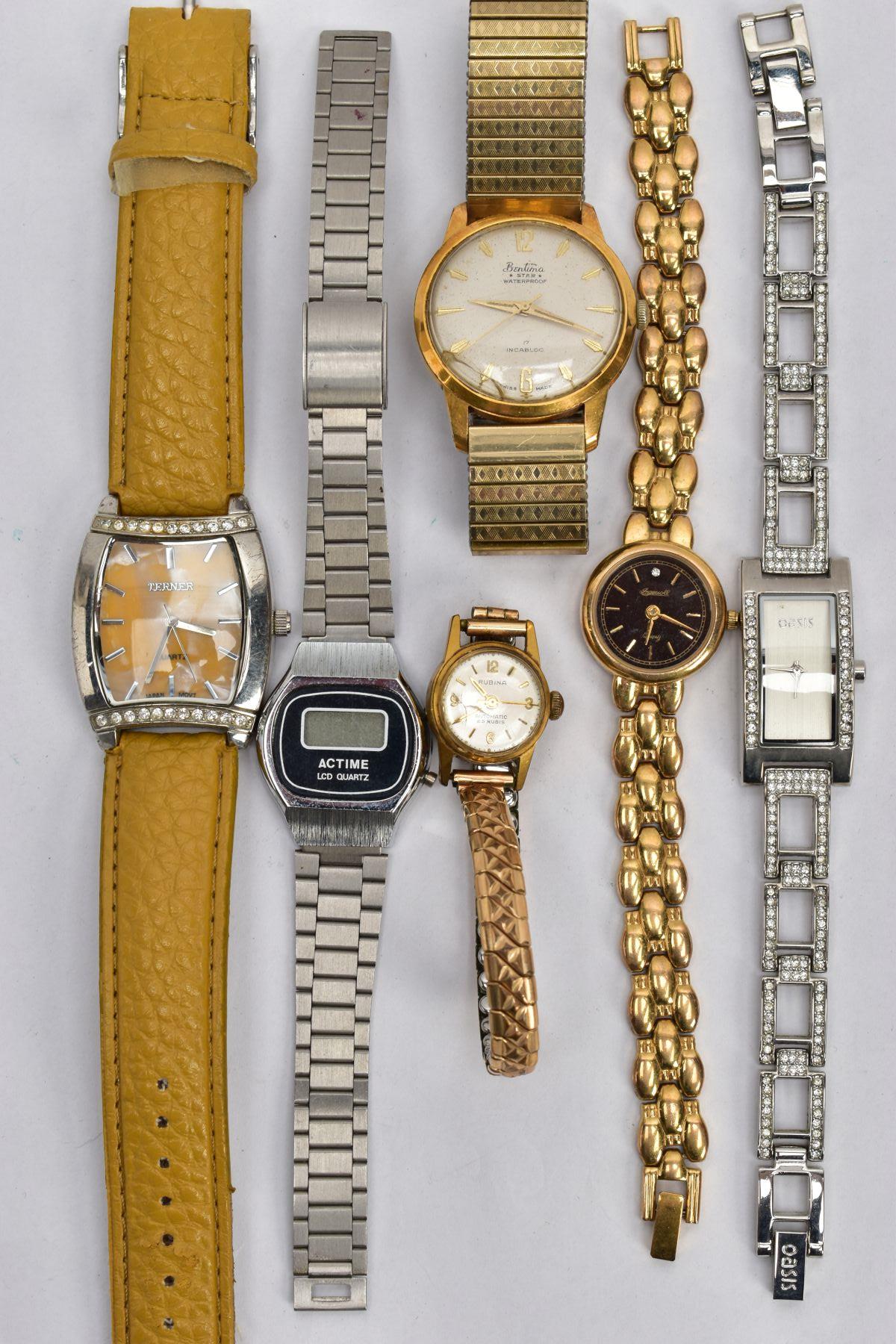 A SMALL SELECTION OF LADIES AND GENTS WRISTWATCHES, six watches in total to include an a.f gold-