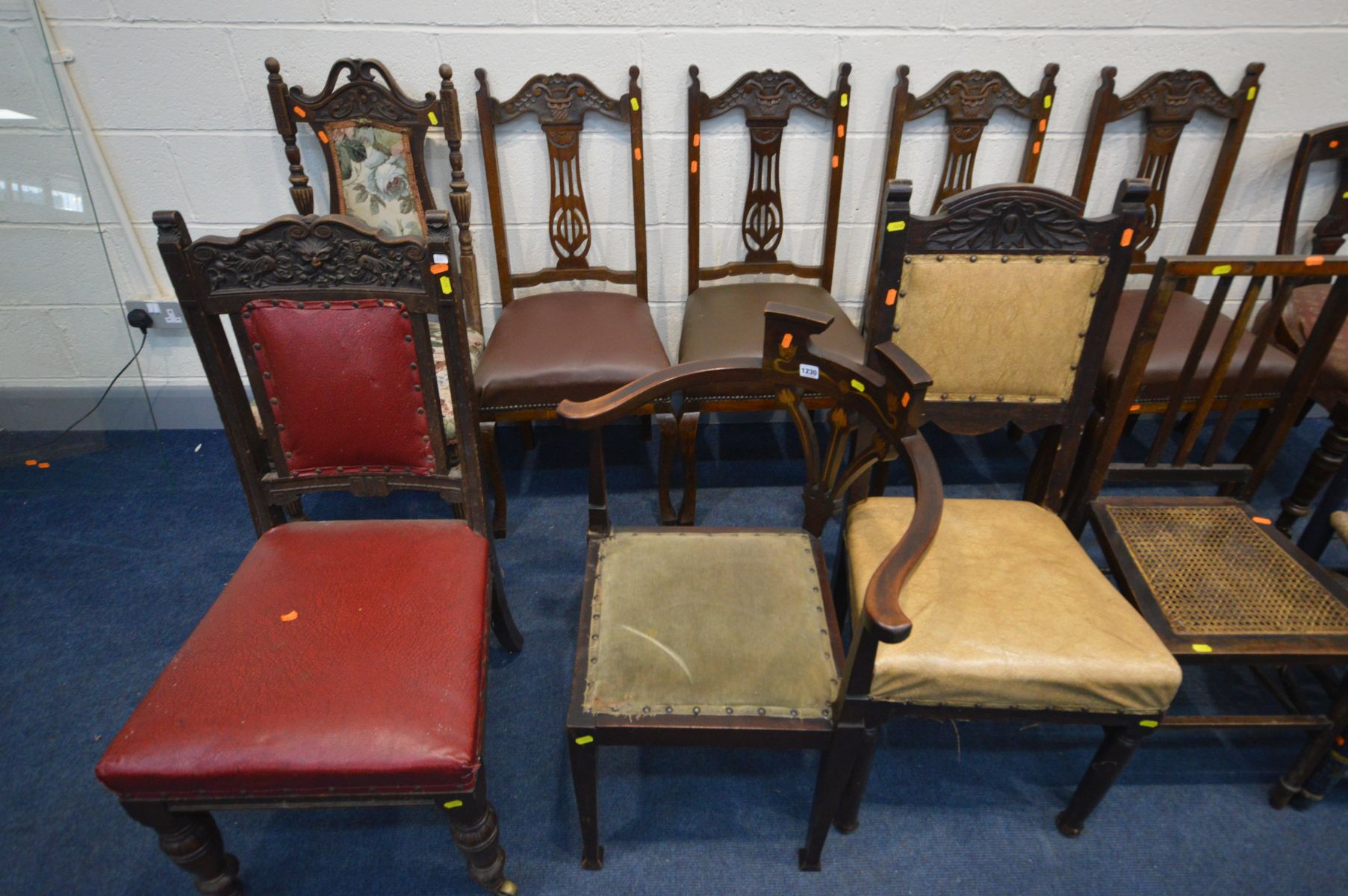 A COLLECTION OF VARIOUS CHAIRS to include an Art Nouveau corner chair, an Ibex beech armchair, - Image 2 of 4