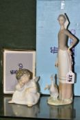 TWO BOXED LLADRO FIGURES, comprising 'Girl with Geese', No.1035, issued 1969-95, height 27.5cm
