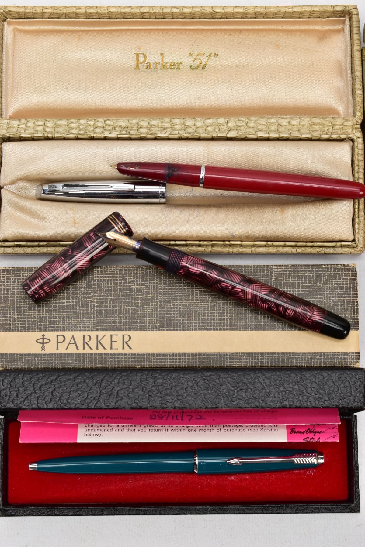 A TRAY OF FOUNTAIN AND BALLPOINT PENS, to include an Esterbrook lever fill in marble green, a - Image 2 of 5