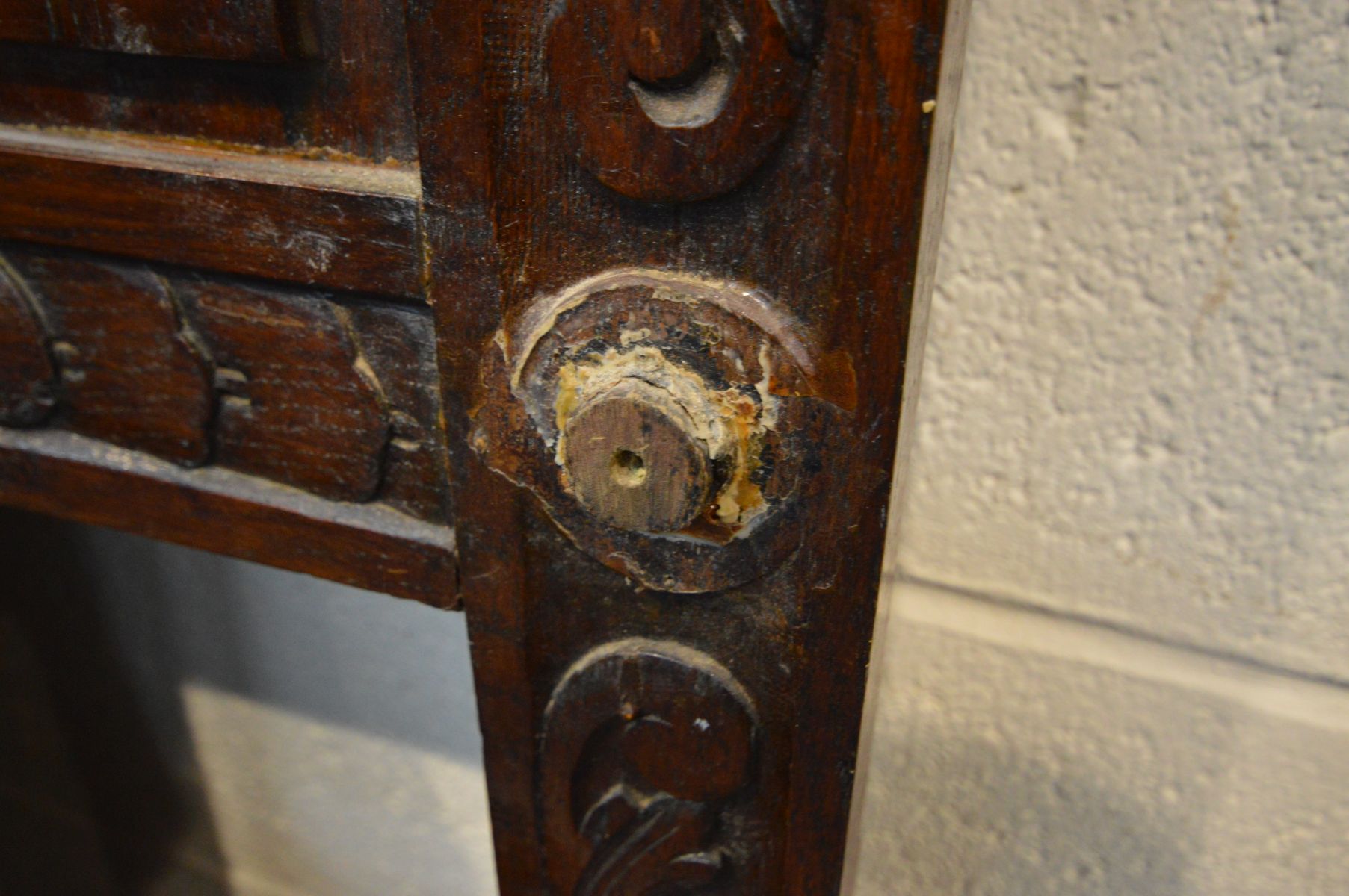 A 19TH CENTURY HEAVILY CARVED OAK HALL STAND, with a pediment and finials to top, a central bevel - Image 5 of 12