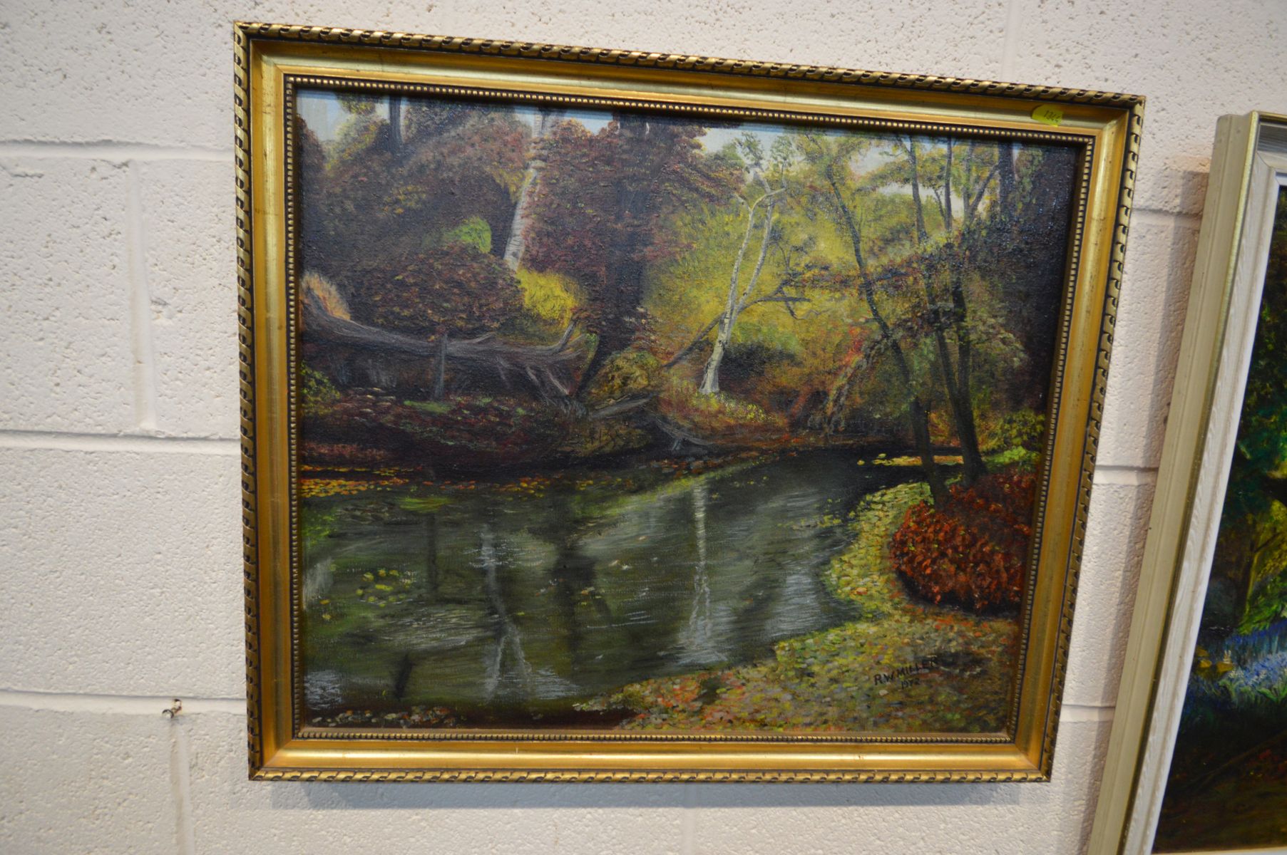 THREE FRAMED OIL ON CANVAS of woodland and wildlife scenes, singed RW Miller, a modern framed - Image 3 of 4