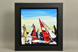 MAYA EVENTON (RUSSIA 1964) 'SAILING AT SUNSET VI' yachts under sail, signed lower right, oil on