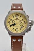 A GENTS 'TW STEEL' TWIN DIAL CHRONOGRAPH WRISTWATCH, round cream oversize dial signed 'TW Steel, 100