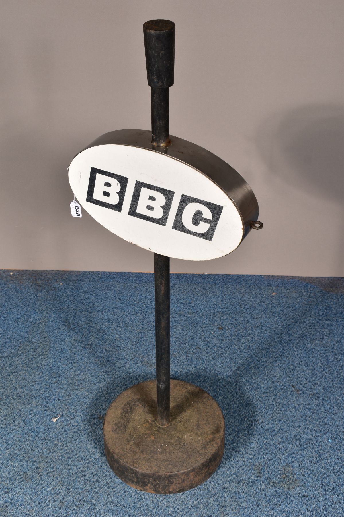 A 'BBC' SIGN, on a cast iron stand and circular base, height 109cm - Image 2 of 5