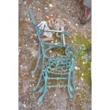 TWO SETS OF CAST IRON BENCH ENDS, a Yale Chain winch and a dingy anchor with chain (4)