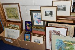 PAINTINGS AND PRINTS etc to include a watercolour of foliage and flowers signed R. Fleming '98,