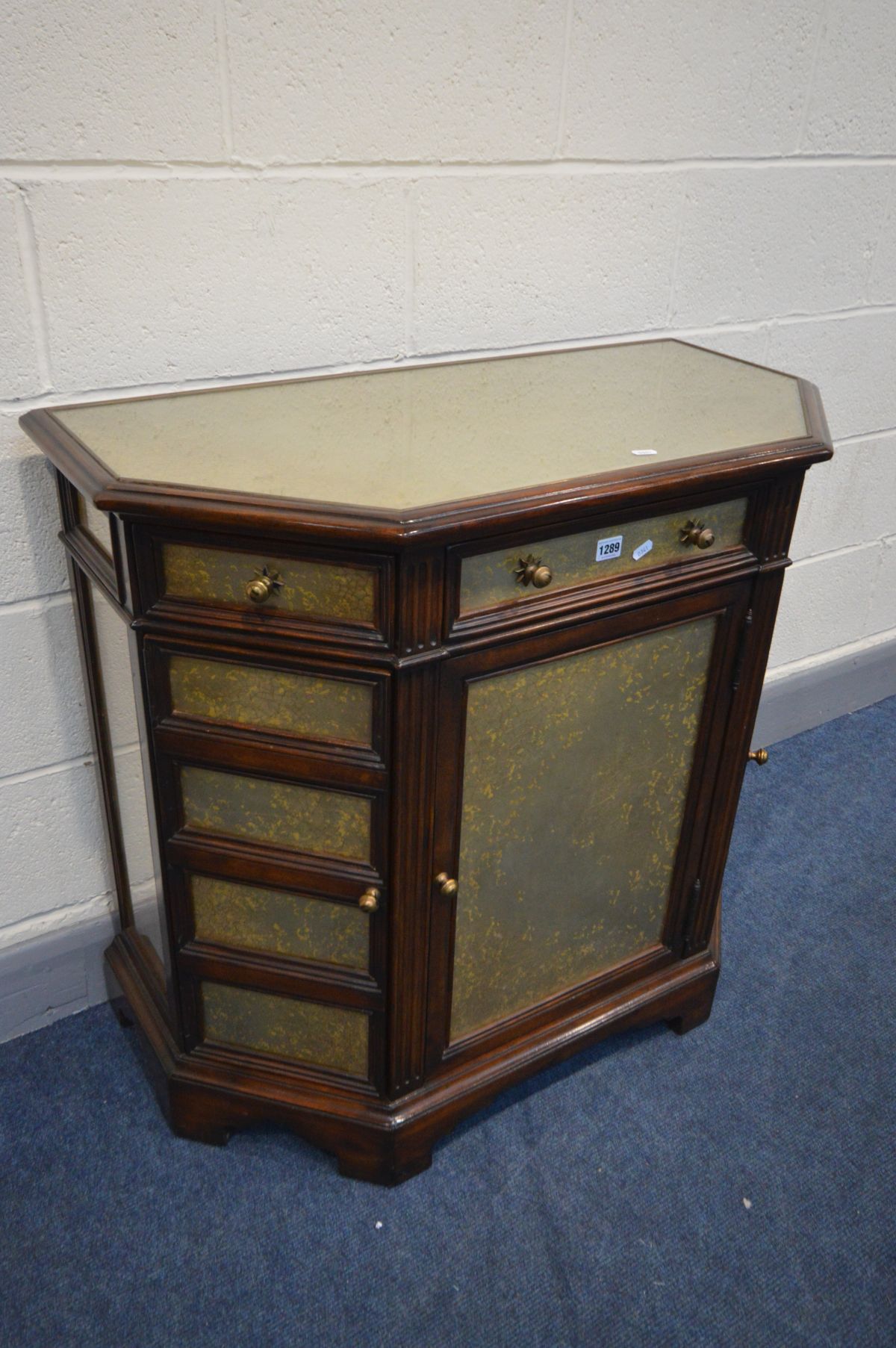 THEODORE ALEXANDER, a mahogany and gilt mirrored side cabinet, canted corners, three drawers and - Image 2 of 4