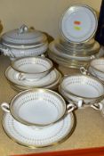 THIRTY SIX PIECES OF SPODE QUEEN'S GATE DINNERWARES, comprising six twin handled soup bowls and