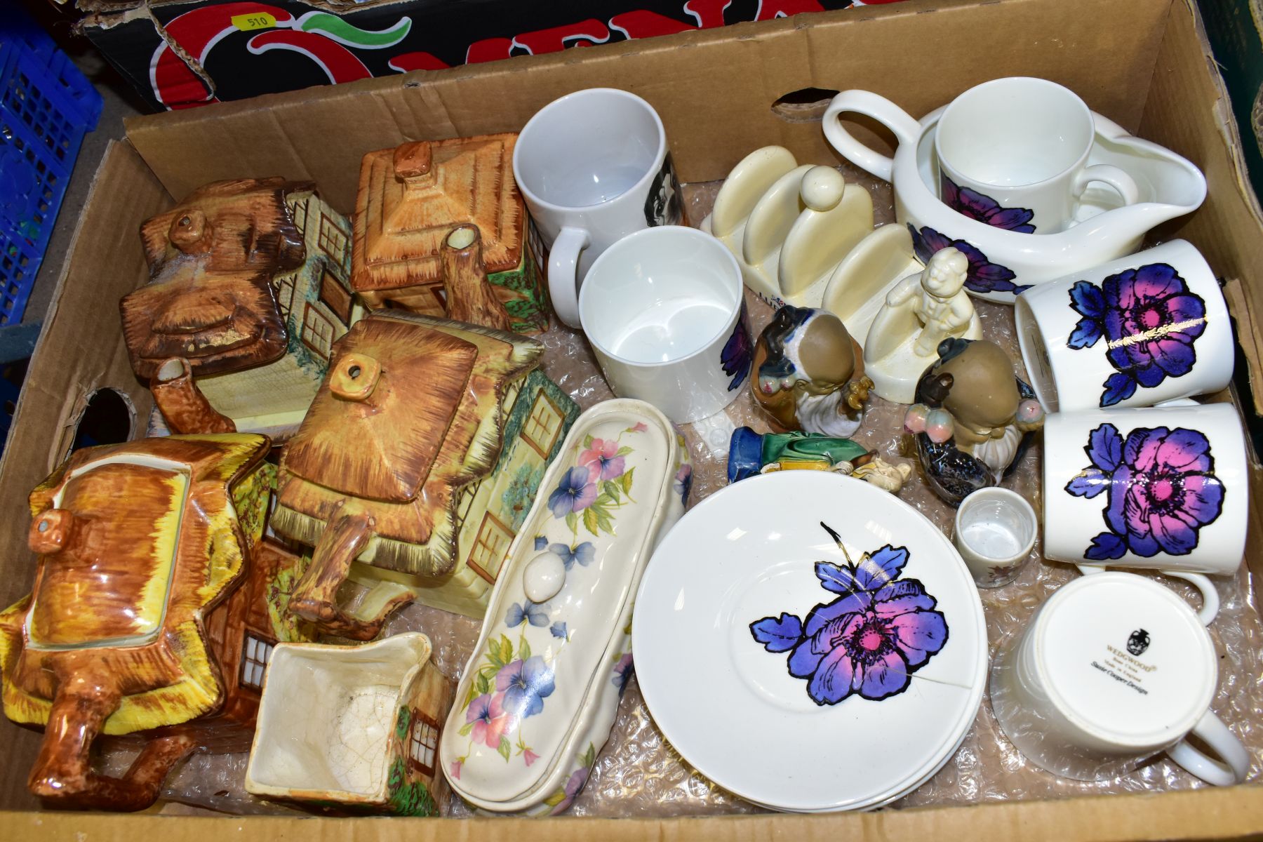 FIVE BOXES OF CERAMICS, to include small quantity of Susie Cooper design, Wedgwood Blue Anemone ( - Image 2 of 13