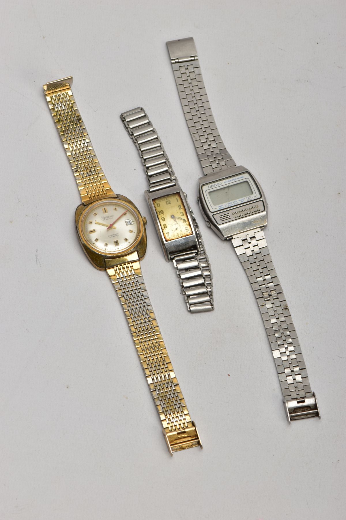 THREE VINTAGE WRISTWATCHES, to include a Seiko digital calculator alarm watch, a Systema - Image 5 of 8